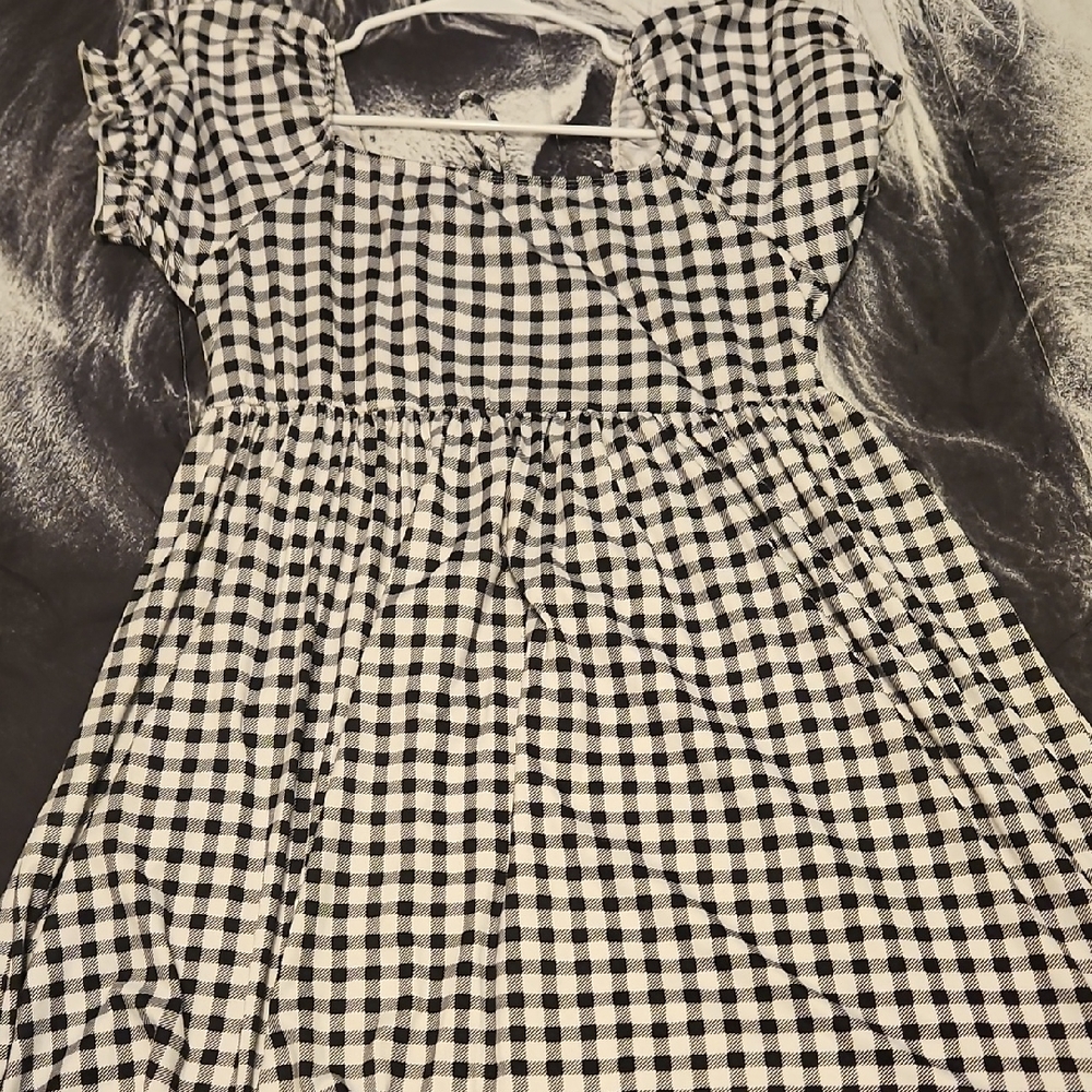Black and White Checkered Woman's Dress